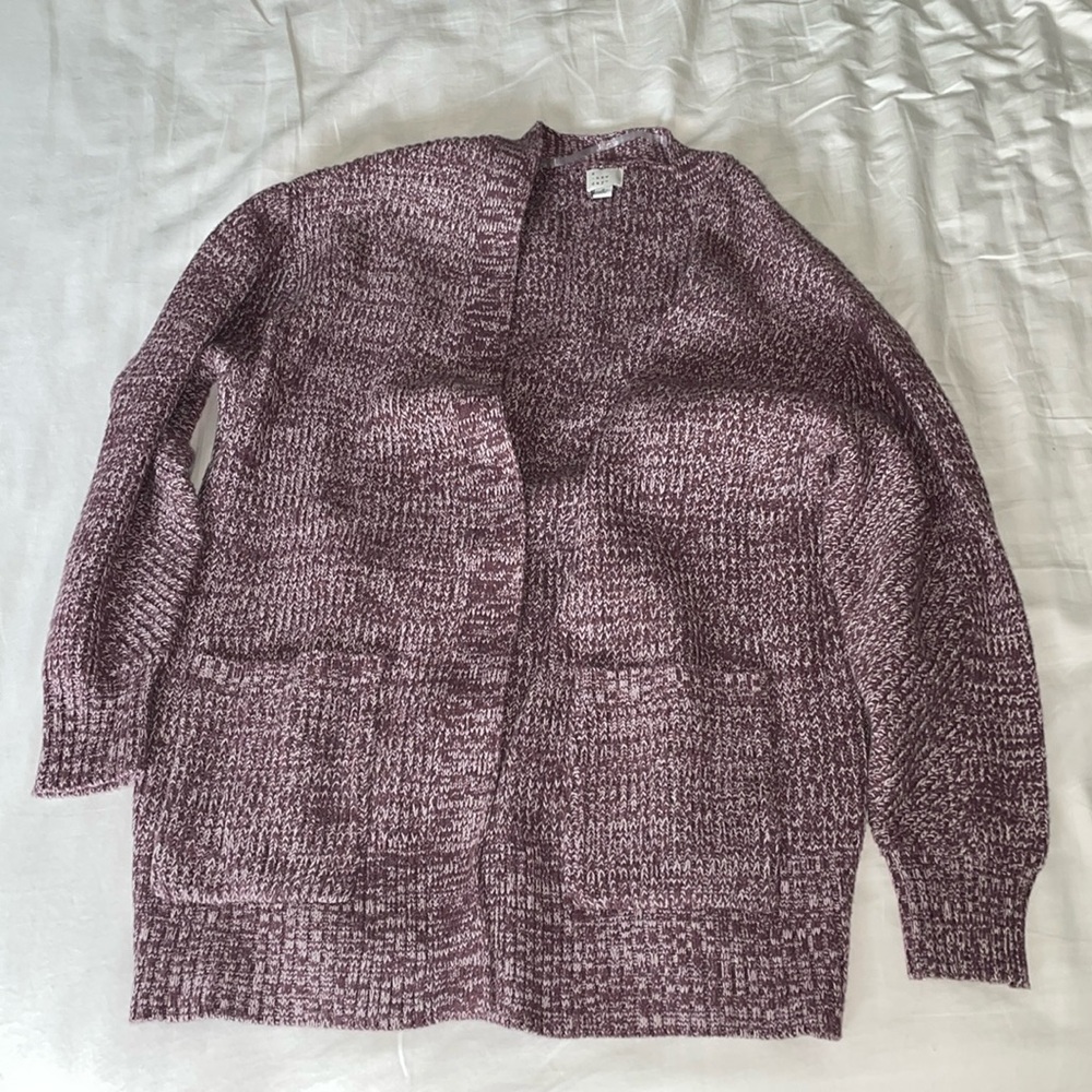 Maroon and White Peppered Boyfriend Cardigan
